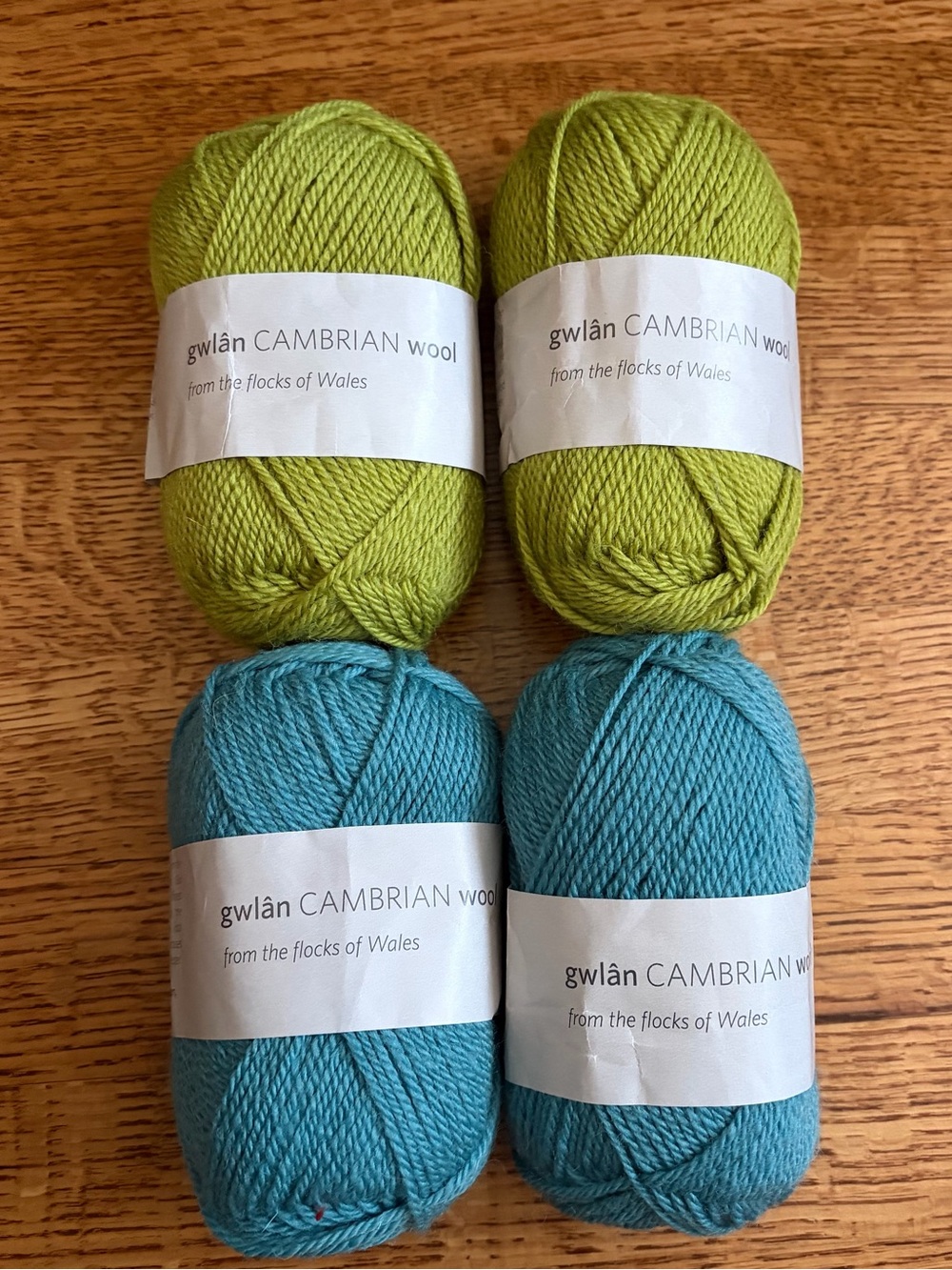 Lot of 4 Gwlân Cambrian Mountains Wool CIC Yarn Gwymon Green Hafan Blue Welsh